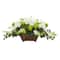 15.5" White Hydrangea & Ivy Arrangement in Metal Planter